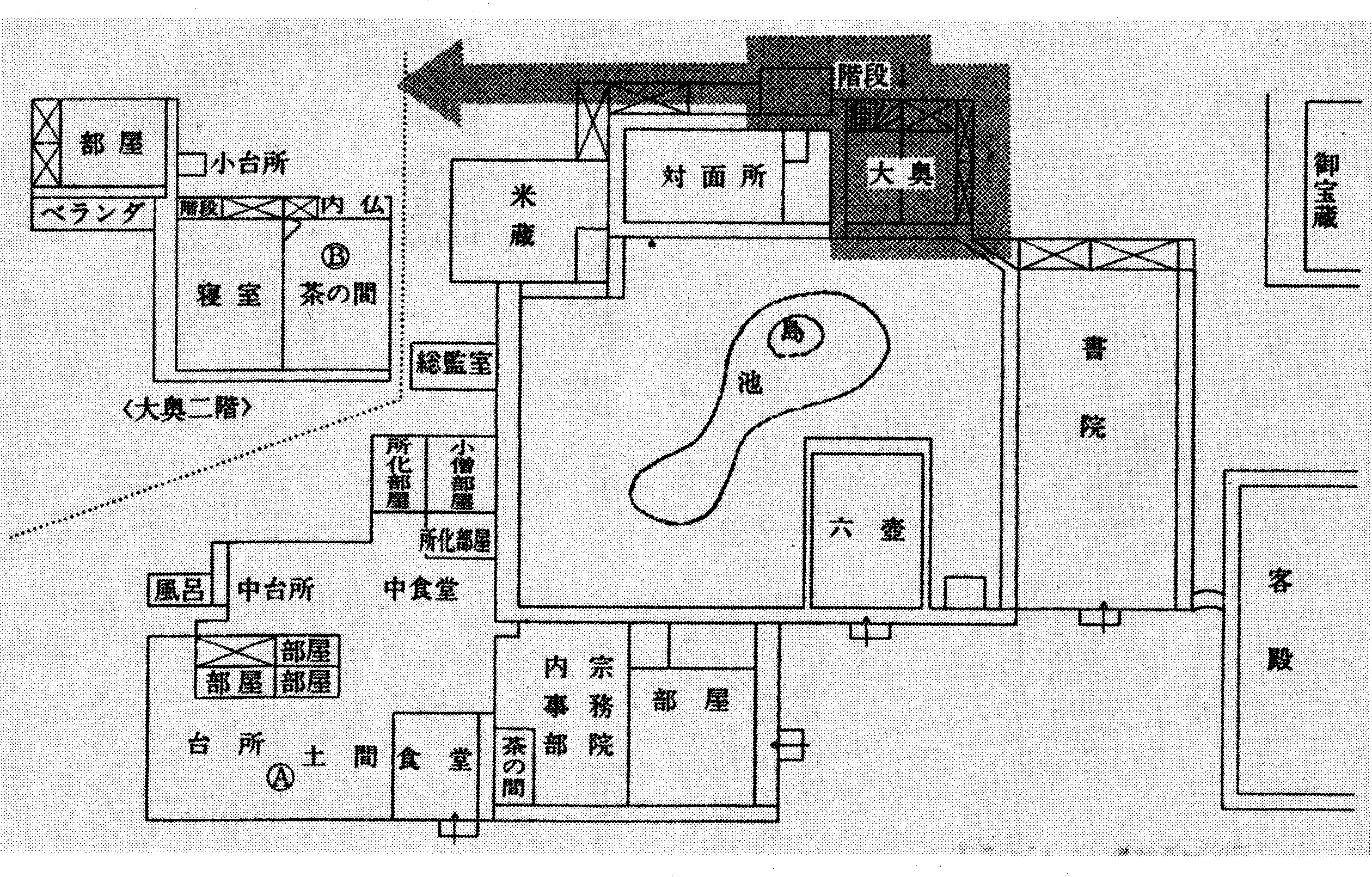 大坊建物の配置図